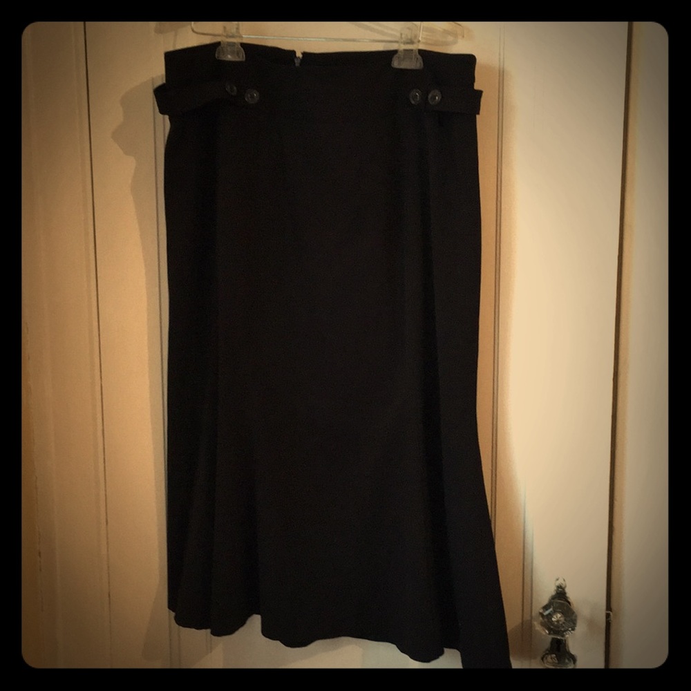 Black skirt, mid-calf pencil with flare